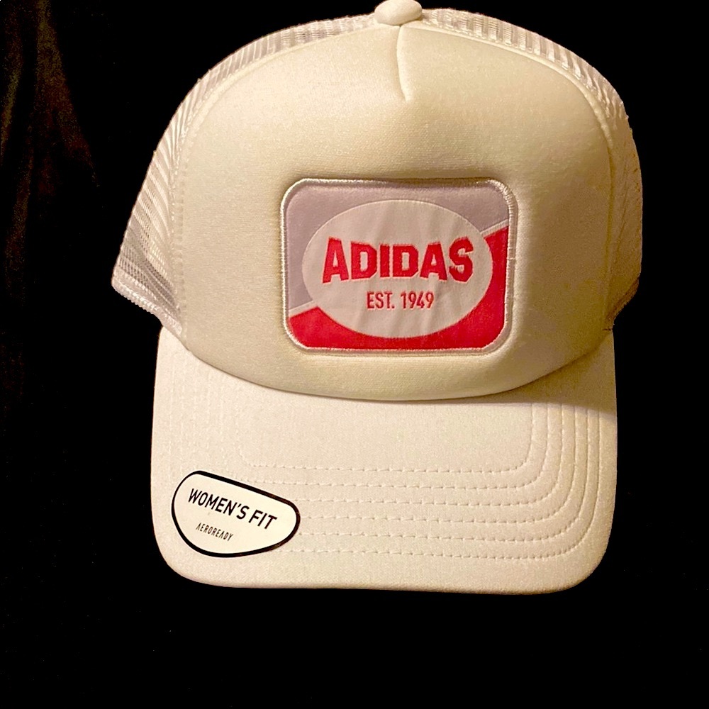Adidas White and Pink Hat with Retro Logo with FREE jewelry or hair accessory:)